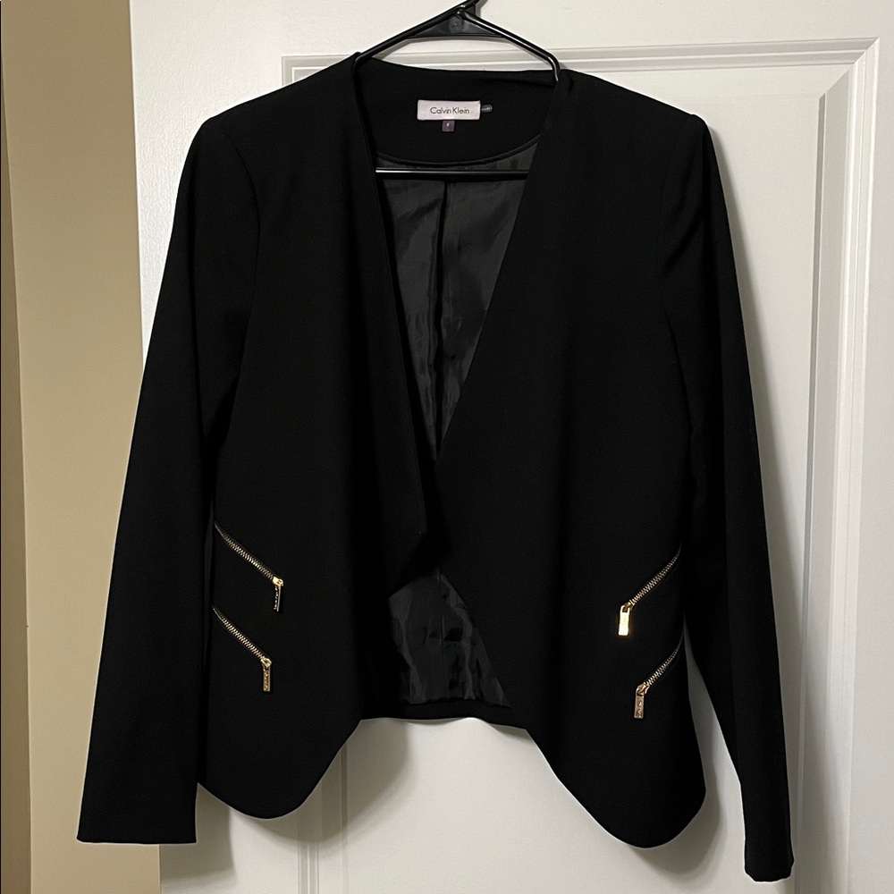 Calvin Klein Black Blazer with Gold Zippers